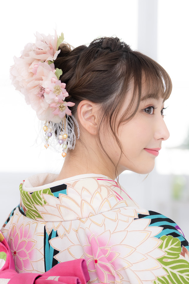 アネモネ 髪飾り ピンク・ライトブルー 2点 SOUBIEN 髪飾り 2点セット 花 フラワー 成人式振袖髪飾り 卒業式