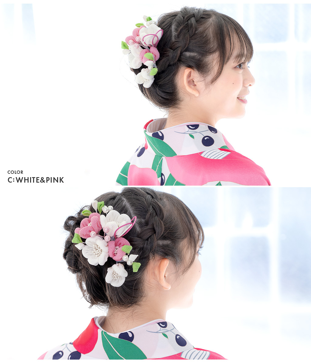 SOUBIEN（創美苑） 髪飾り 成人式 2点セット 縮緬 水引 コーム パール