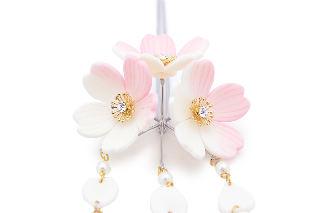 SOUBIEN 簪 かんざし ピンク 白 ホワイト 桜 花 フェイクパール