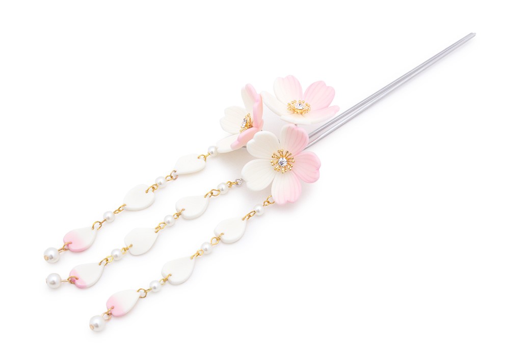 SOUBIEN 簪 かんざし ピンク 白 ホワイト 桜 花 フェイクパール