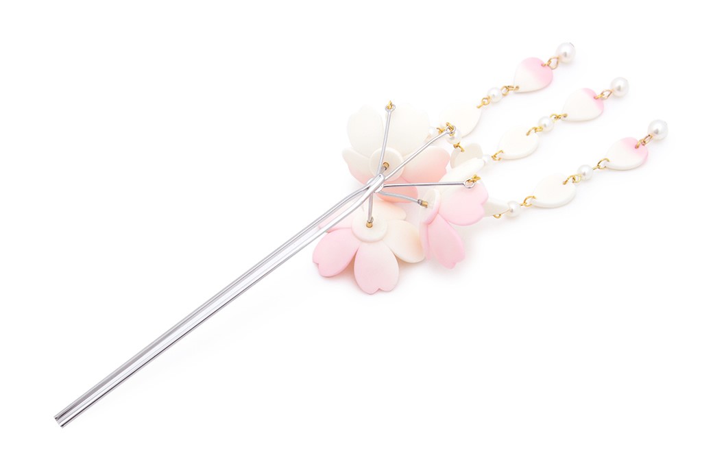 SOUBIEN 簪 かんざし ピンク 白 ホワイト 桜 花 フェイクパール