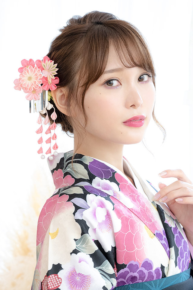 雨に咲く花 美しアンティーク 菊と藤下がりの簪 傘金属簪 櫛平