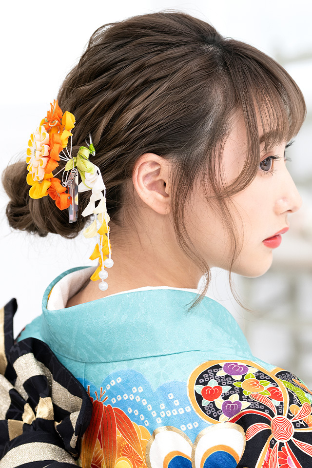 SOUBIEN 簪 かんざし 2点セット 黄色 イエロー 橙色 オレンジ 梅