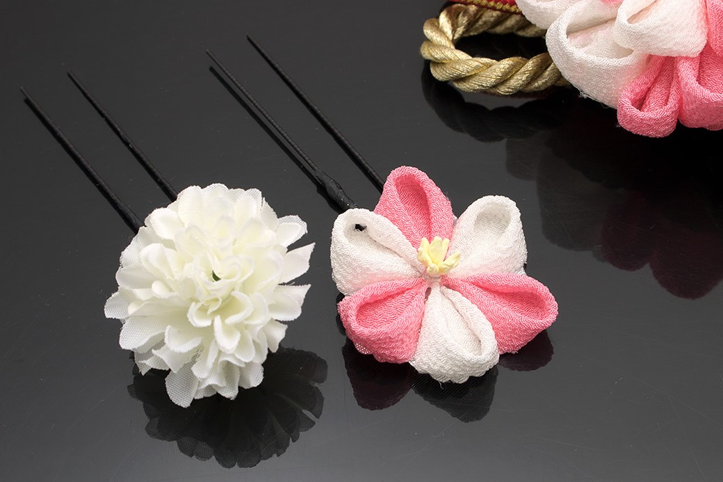 3点セット 髪飾り SOUBIEN（創美苑） チミー出品 ピンクペア 門松