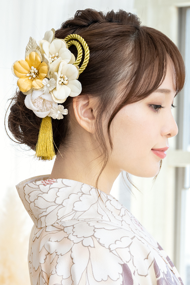 帯のお花飾り 金縁｜ヘッド｜販売小物｜白無垢｜白無垢屋