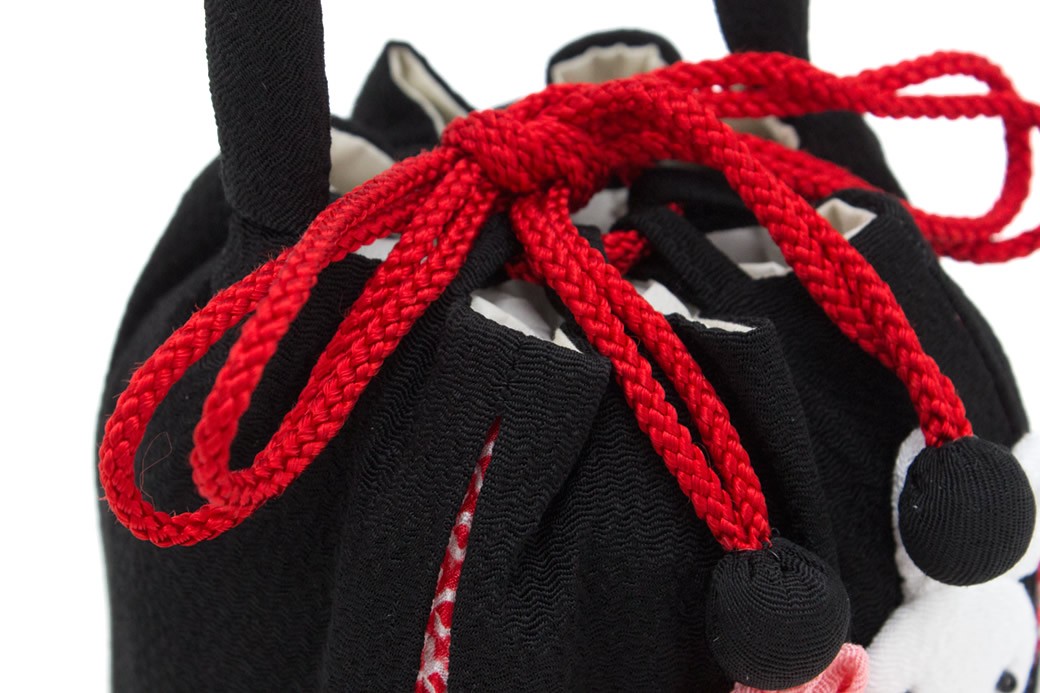 SOUBIEN（創美苑） 巾着 ブランド わらべくらぶ 黒 ブラック 赤 兎