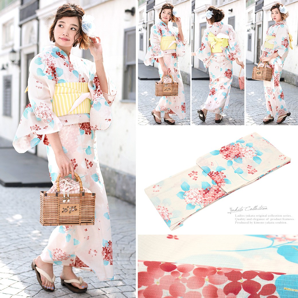 新品浴衣◇ bonheur saisons　紫陽花 bonheur saisons（ボヌールセゾン）の「浴衣3点セット 紫陽花と