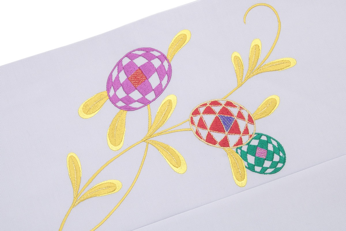 SOUBIEN（創美苑） 名古屋帯 九寸名古屋帯 灰色 グレー 花 フラワー