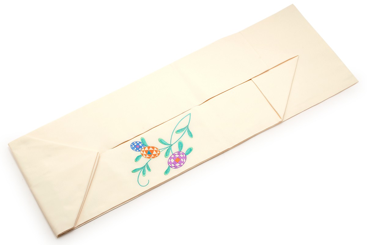 SOUBIEN 名古屋帯 九寸名古屋帯 生成り色 エクリュベージュ 花