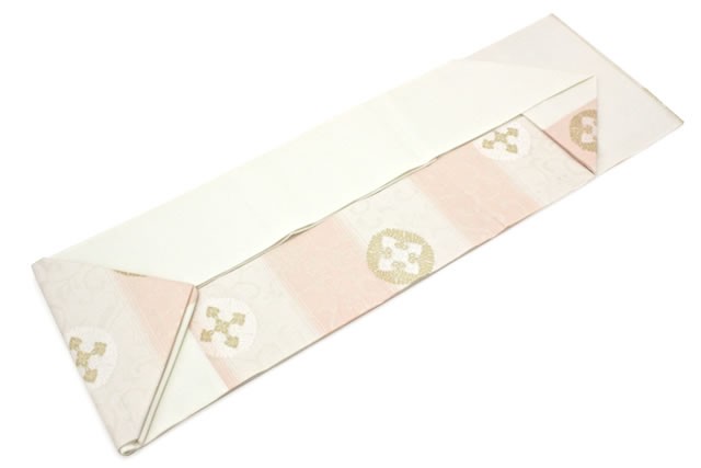 SOUBIEN（創美苑） 名古屋帯 佐々木染織 京都西陣 桃色 ピンク 白 金