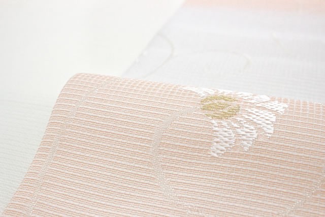 SOUBIEN（創美苑） 名古屋帯 佐々木染織 京都西陣 桃色 ピンク 白 金