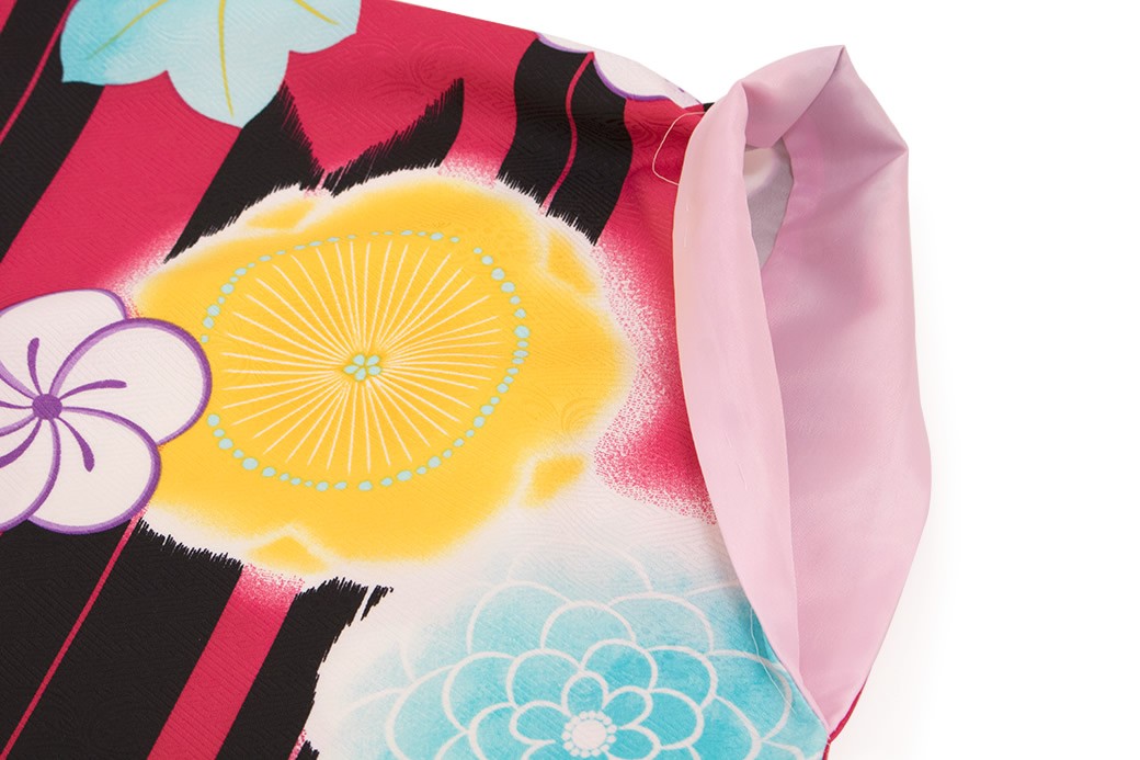 SOUBIEN（創美苑） 袴用二尺袖着物 赤ピンク系 梅 菊 紅葉 矢羽根 菊