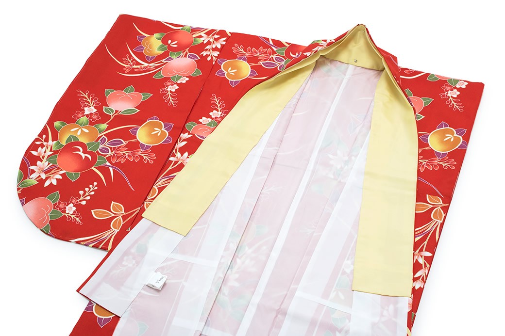 SOUBIEN 袴用二尺袖着物 赤 レッド 橘 桜 花 レトロモダン 重衿