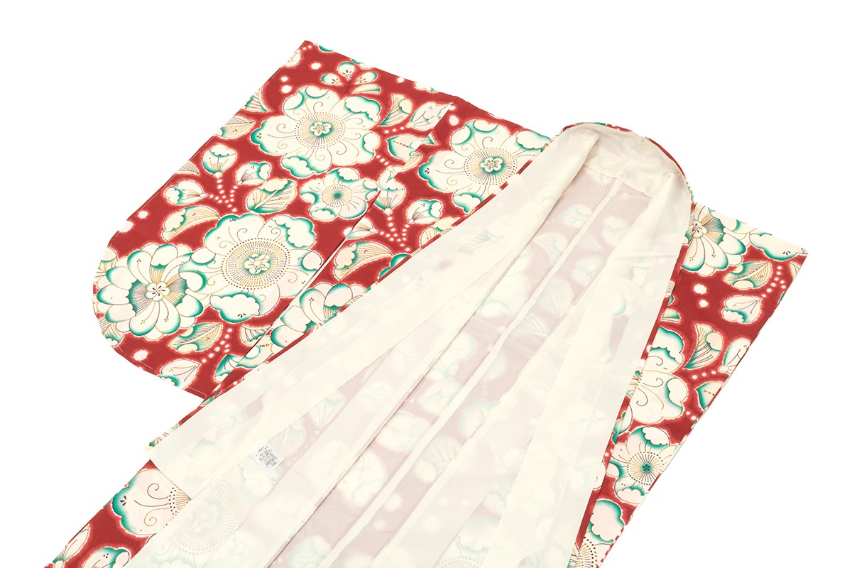 袴用二尺袖着物 単品 忘れな草 赤 レッド 辻が花調 花 フラワー ちりめん 袴用 小振袖 卒業式 女性 レディース 仕立て上がり 日本製 SOUBIEN（創美苑） 袴用二尺袖着物 単品 忘れな草 赤 レッド 辻が花調