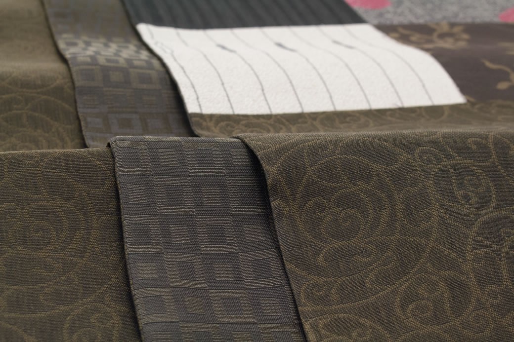 袋帯 未仕立て ブランド 和工房あやぎぬ 茶色 ブラウン 灰茶 灰色