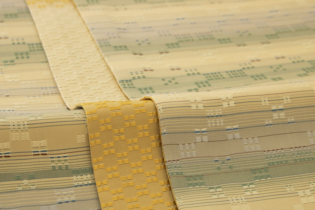 袋帯 未仕立て 本藍草木花織 薄茶色 ベージュ 灰茶色 グレージュ 緑 グラデーション 絣 花織 阿波藍 藍染 正絹 全通柄 日本製 カジュアル 袋帯 未仕立て 本藍草木花織 薄茶色 ベージュ 灰茶色 グレージュ 緑