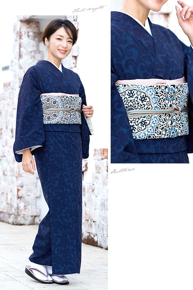 美品✨️正絹✨️羽織 墨絵風草花文様 グレー ネイビー 上品和モダン 着物 訪問着 正絹 小紋 反物 フルオーダー 仕立て付き 着物 和装 和服 丹後