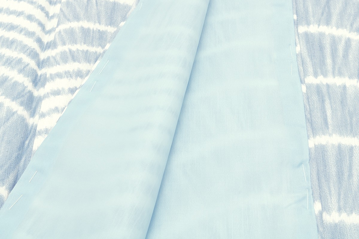 プレタ着物 袷 青系 ブルー 波 絞り調 京染め 小紋 カジュアル 仕立て