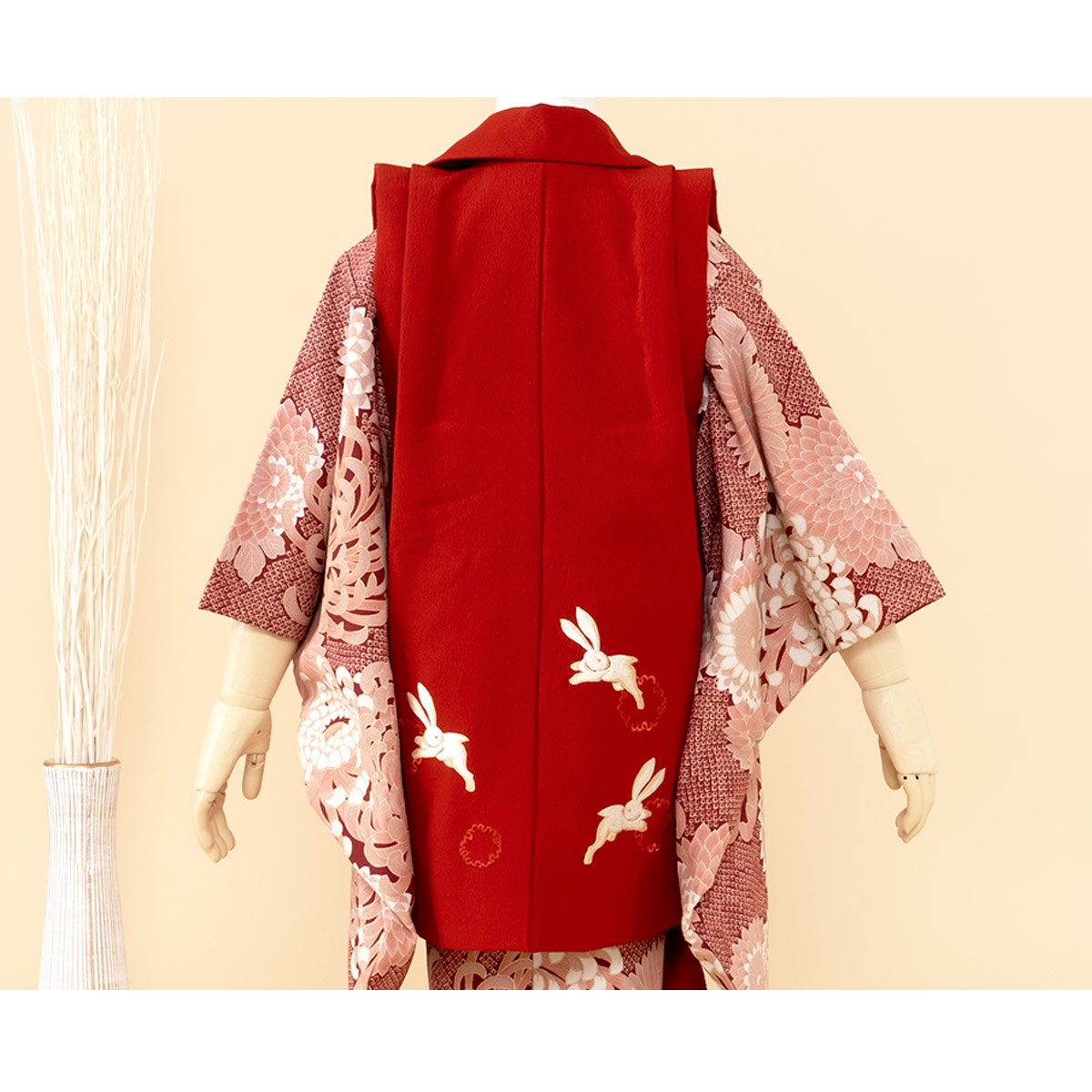 SOUBIEN レンタル 七五三 女の子 3歳 着物 被布 フルセット 赤 レッド