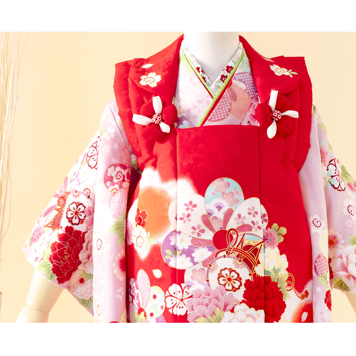 SOUBIEN（創美苑） レンタル 七五三 女の子 3歳 着物 被布 フルセット