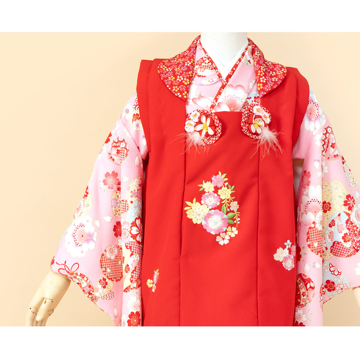 SOUBIEN（創美苑） レンタル 七五三 女の子 3歳 着物 被布 フルセット