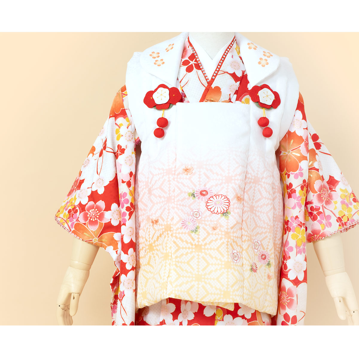 SOUBIEN（創美苑） レンタル 七五三 女の子 3歳 着物 被布 フルセット