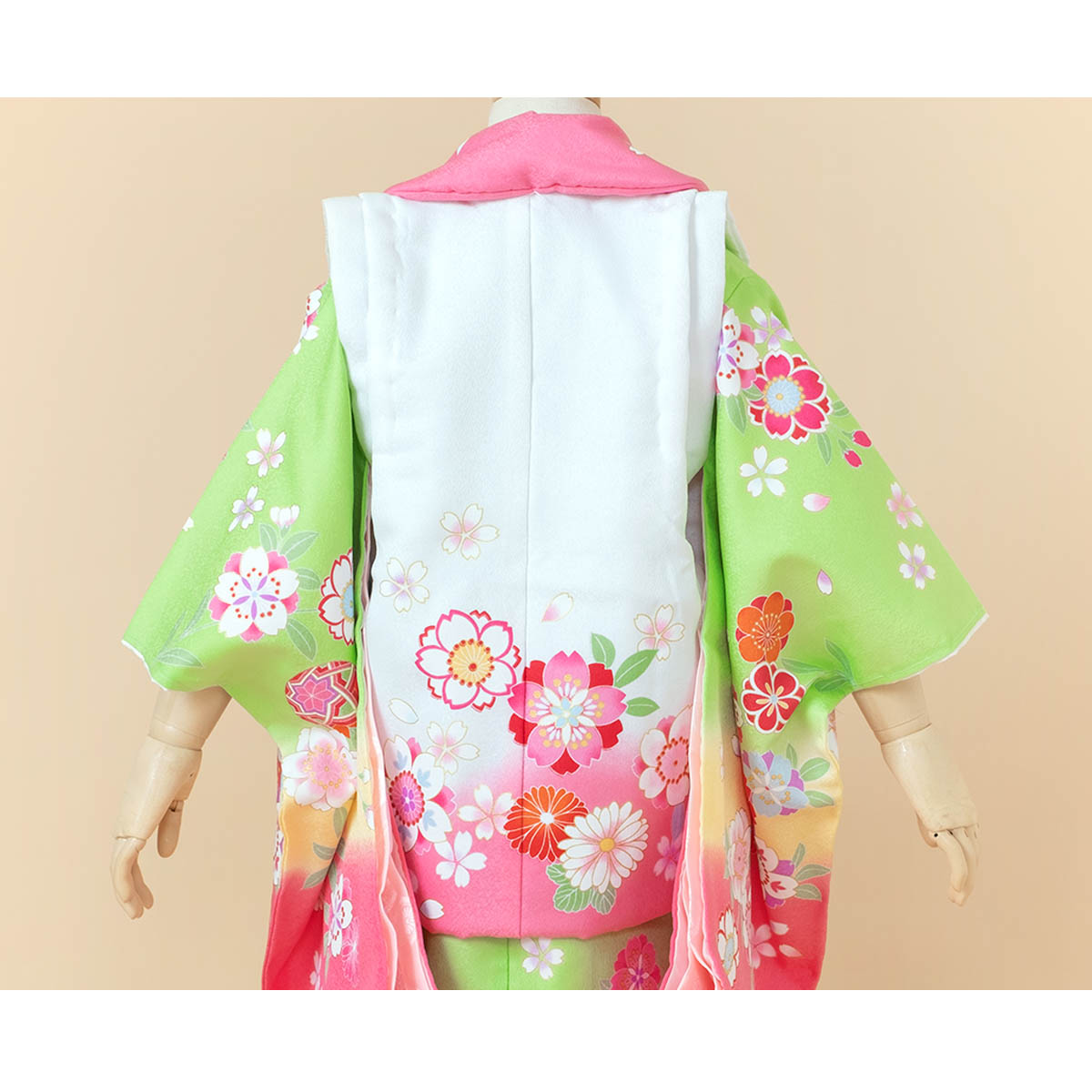七五三　3歳　被布　女の子 七五三被布 : K047 【三歳女児被布】ピンク×紫 矢羽根に橘梅