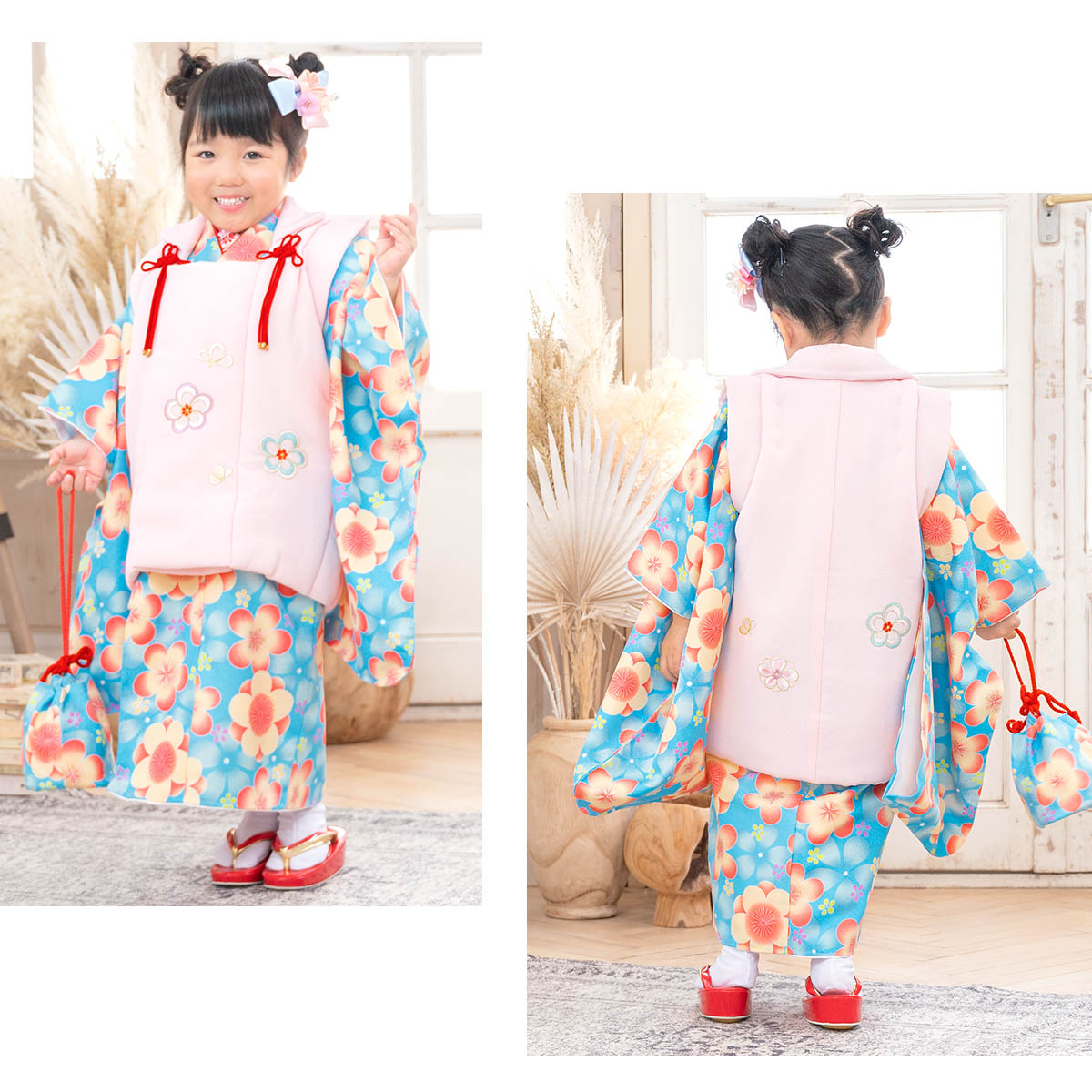 SOUBIEN（創美苑） レンタル 七五三 女の子 3歳 着物 被布 フルセット
