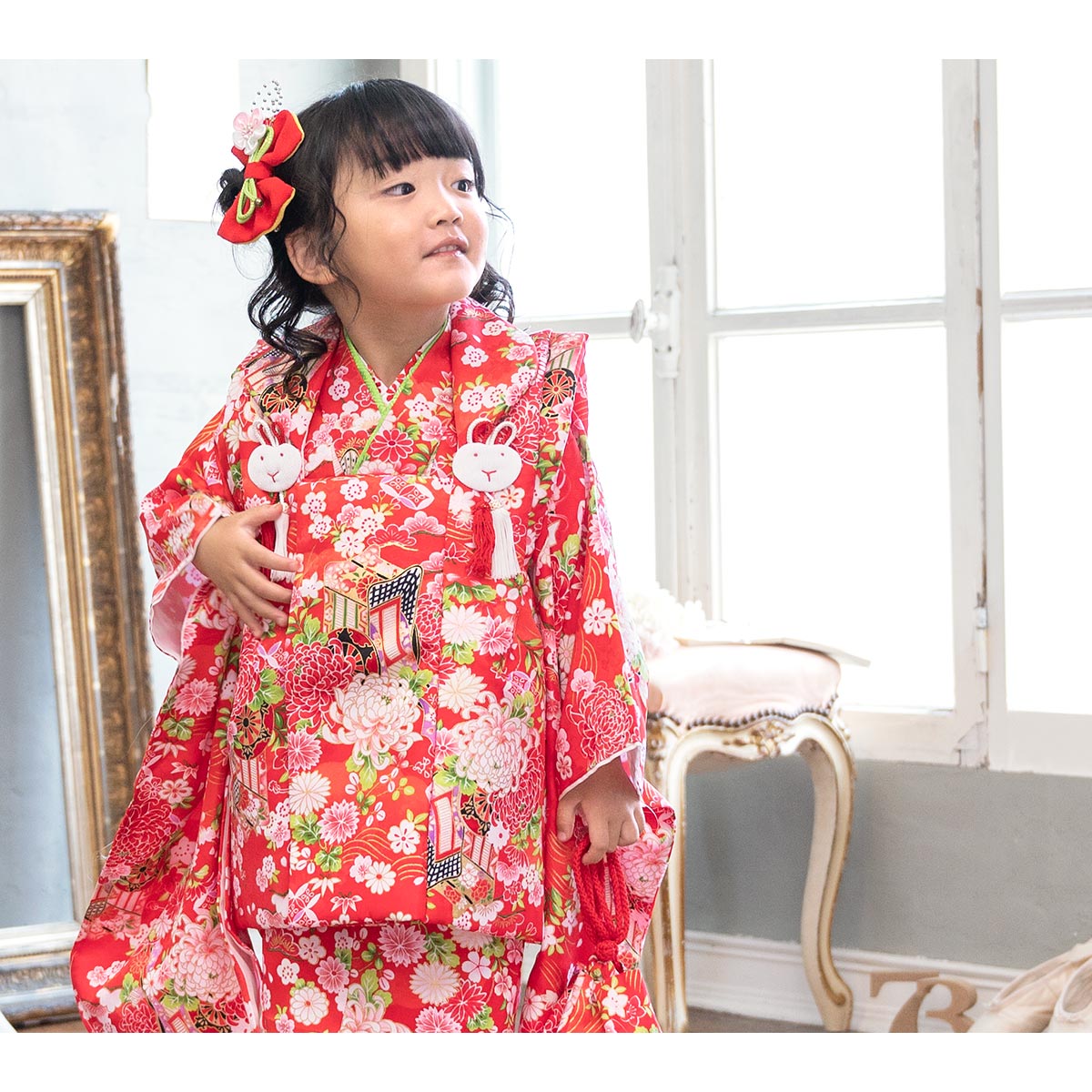 SOUBIEN（創美苑） レンタル 七五三 女の子 3歳 着物 被布 フルセット