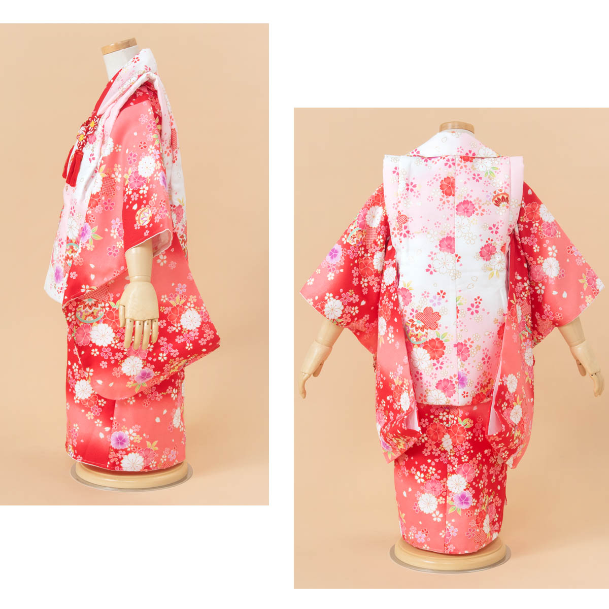 美品　写真撮影着用のみ　七五三　三才　女の子　着物　被布　セット SOUBIEN（創美苑） レンタル 七五三 女の子 3歳 着物 被布 フルセット