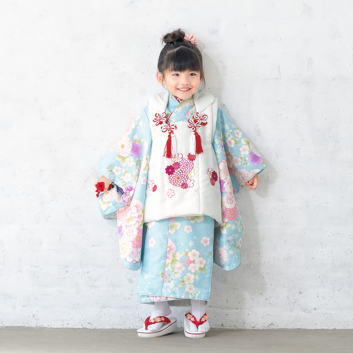 SOUBIEN 七五三 着物 3歳 レンタル 女の子 被布 フルセット 白