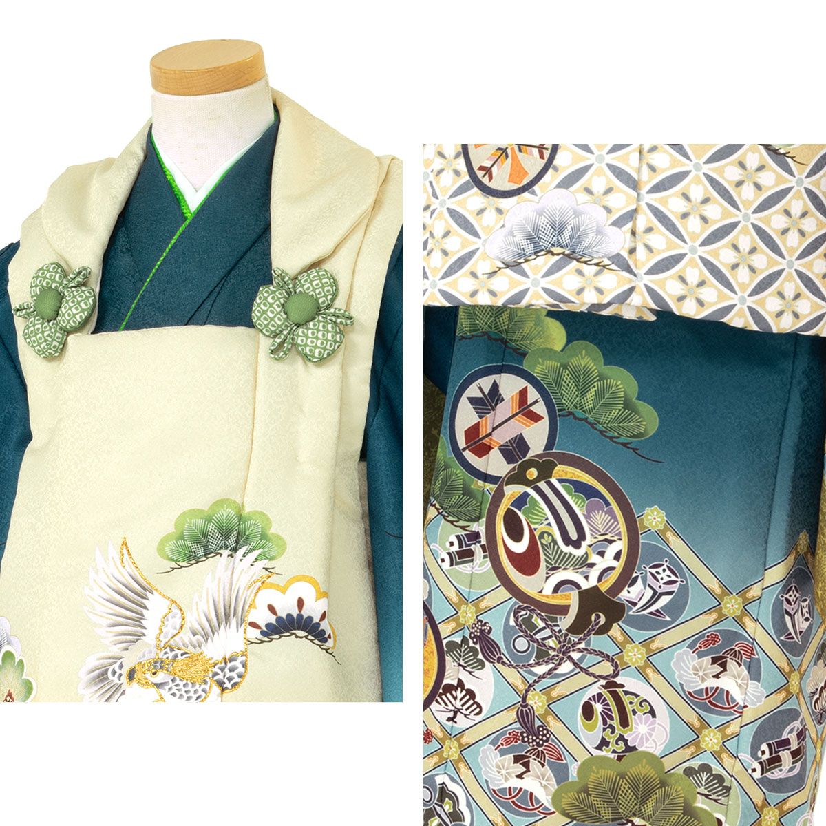 SOUBIEN（創美苑） レンタル 七五三 着物 3歳 男の子 フルセット 青緑