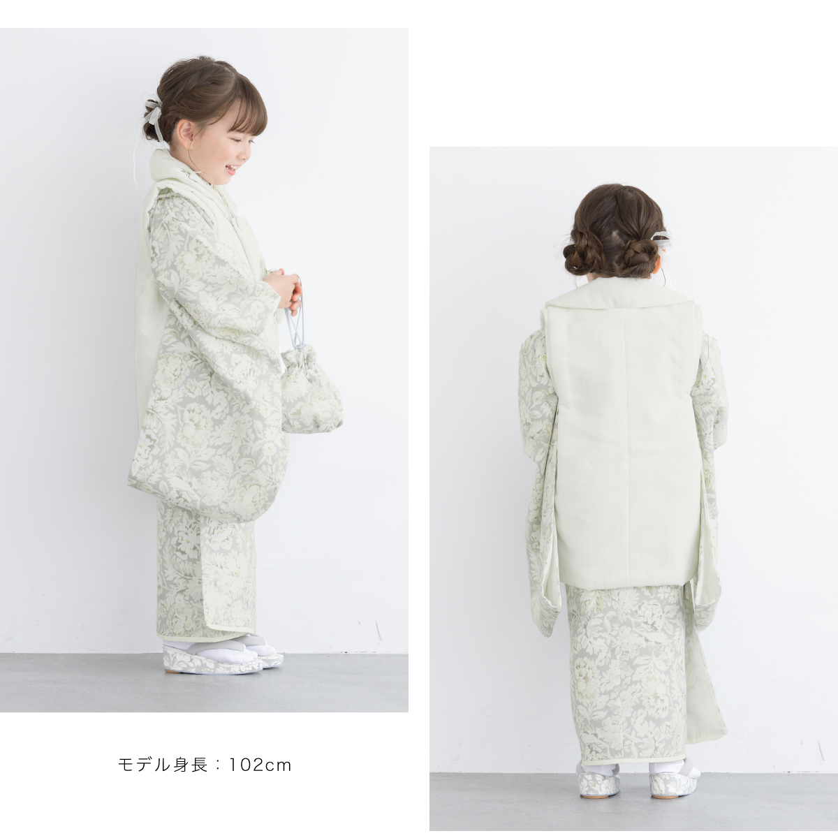 SOUBIEN レンタル 七五三 女の子 3歳 着物 被布 フルセット 白