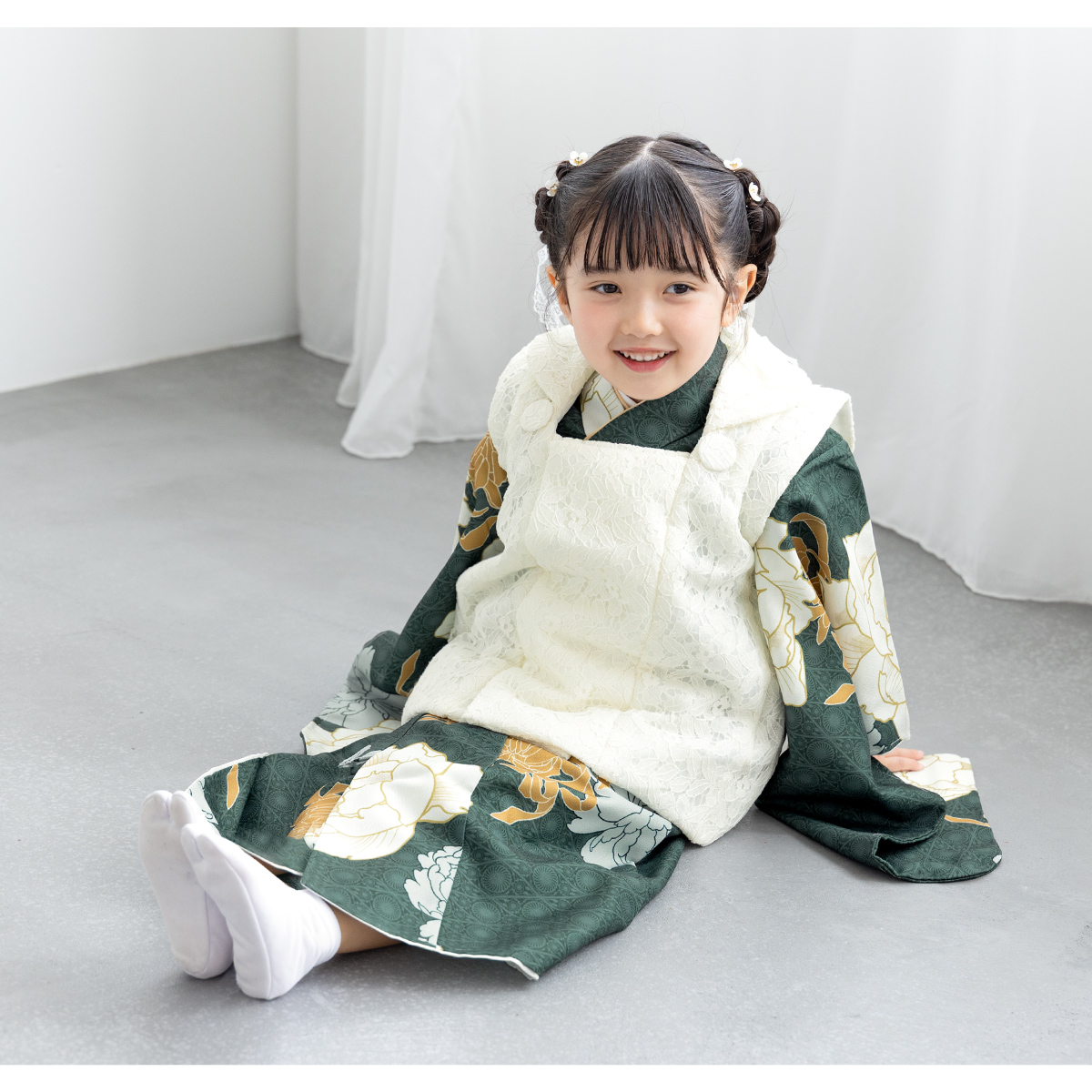 レンタル 七五三 女の子 3歳 着物 被布 フルセット floro ほの翠香花
