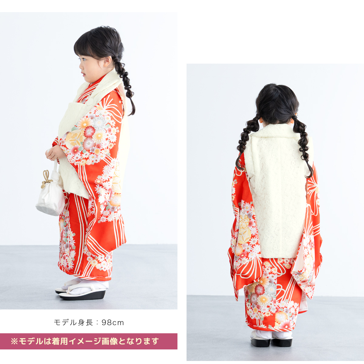 ［モモの助］七五三 着物セット 3歳双子　花柄 モモの助様専用］七五三 着物セット 3歳双子 花柄