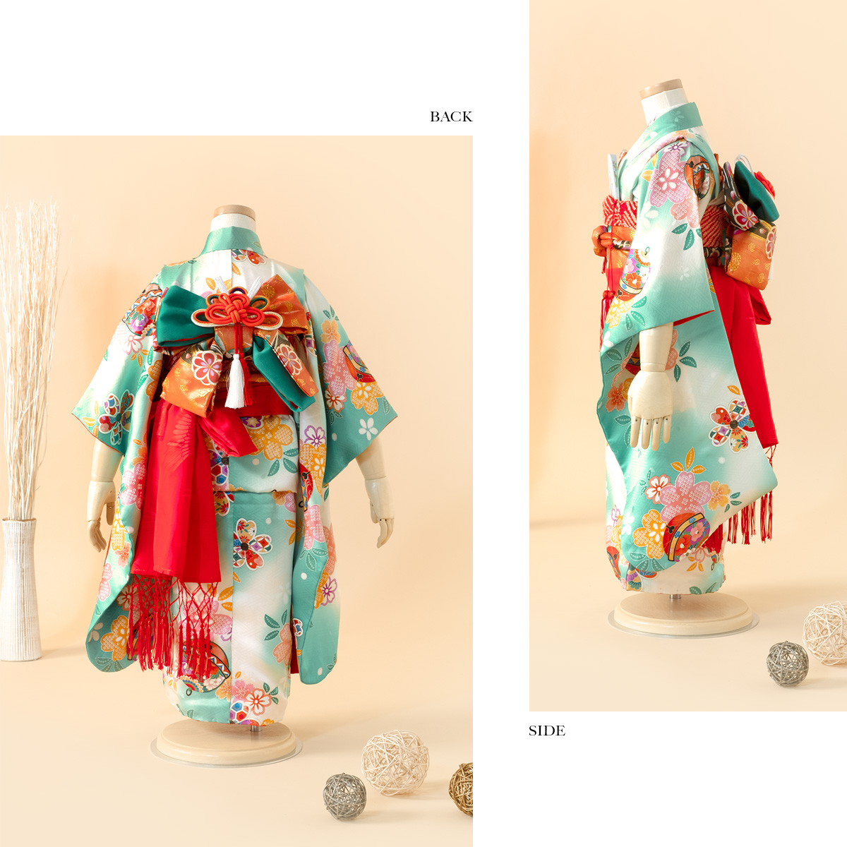 SOUBIEN（創美苑） 七五三 着物 レンタル 3歳 女の子 フルセット 緑