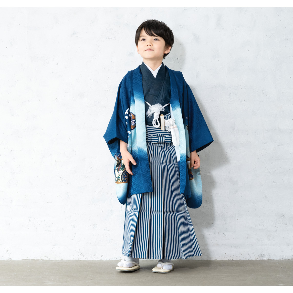 七五三 着物 レンタル 5歳 男の子 フルセット 袴セット 紺 ネイビー 鷹 