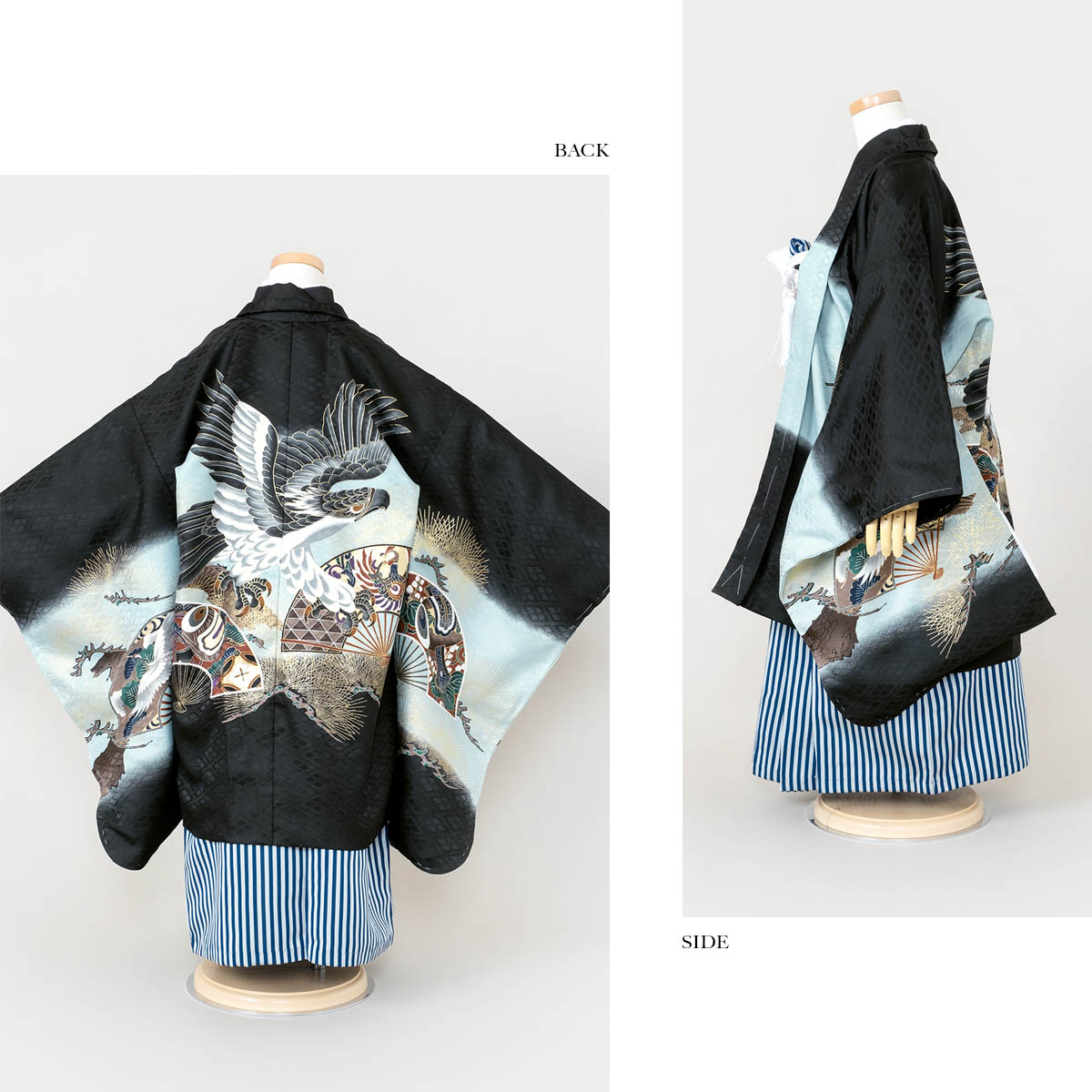 七五三 男の子 5歳 着物 セット 一式 鷹 松 帽子 御簾 笛 0508 SOUBIEN（創美苑） 七五三 着物 レンタル 5歳 男の子 フルセット 袴