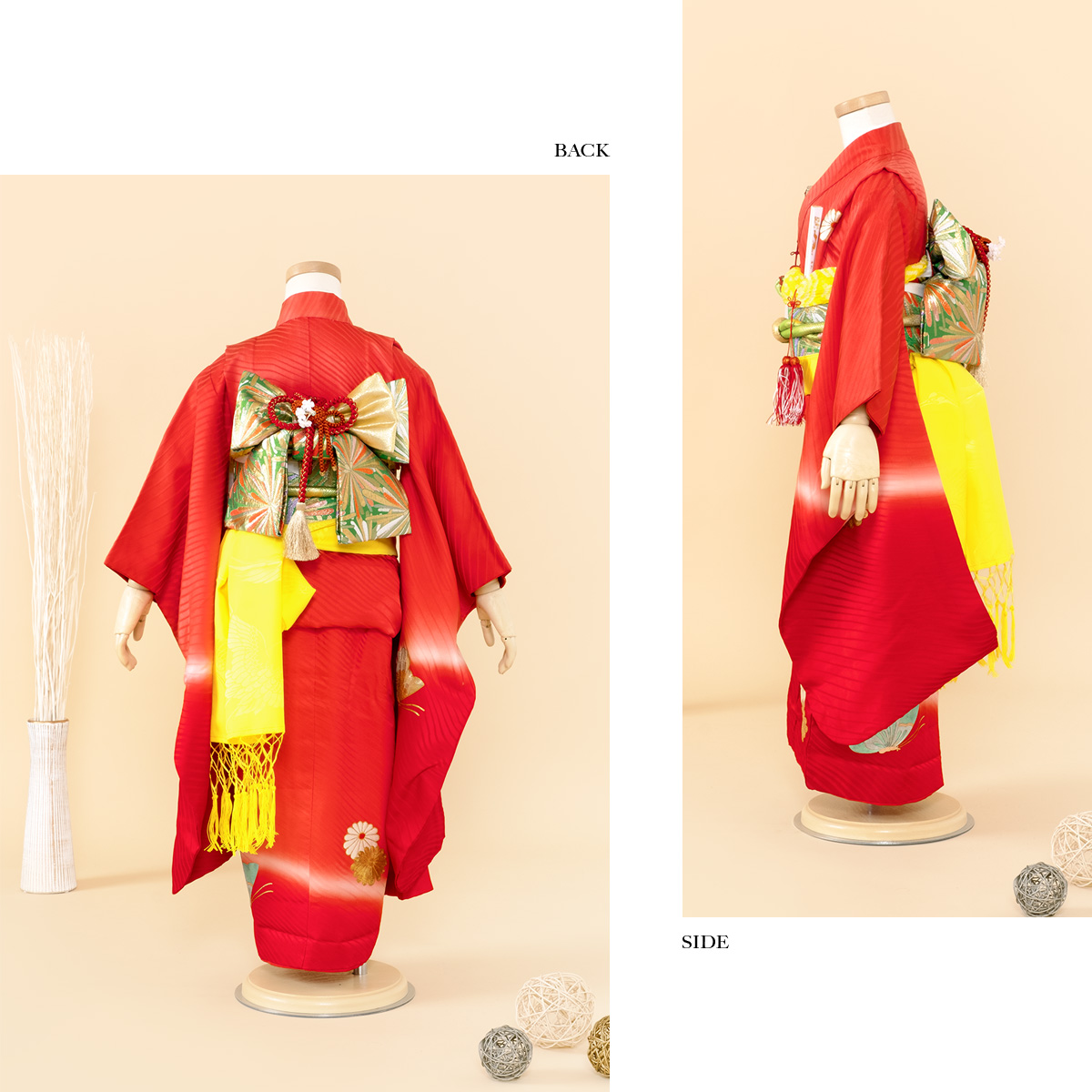 SOUBIEN（創美苑） 七五三 着物 レンタル 5歳 女の子 フルセット 赤