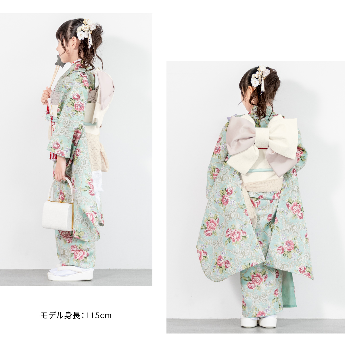SOUBIEN 七五三 レンタル 7歳 着物セット 女の子 フルセット 青