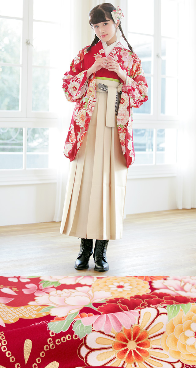 SOUBIEN（創美苑） レンタル 卒業式 袴 フルセット 女性 袴セット 赤