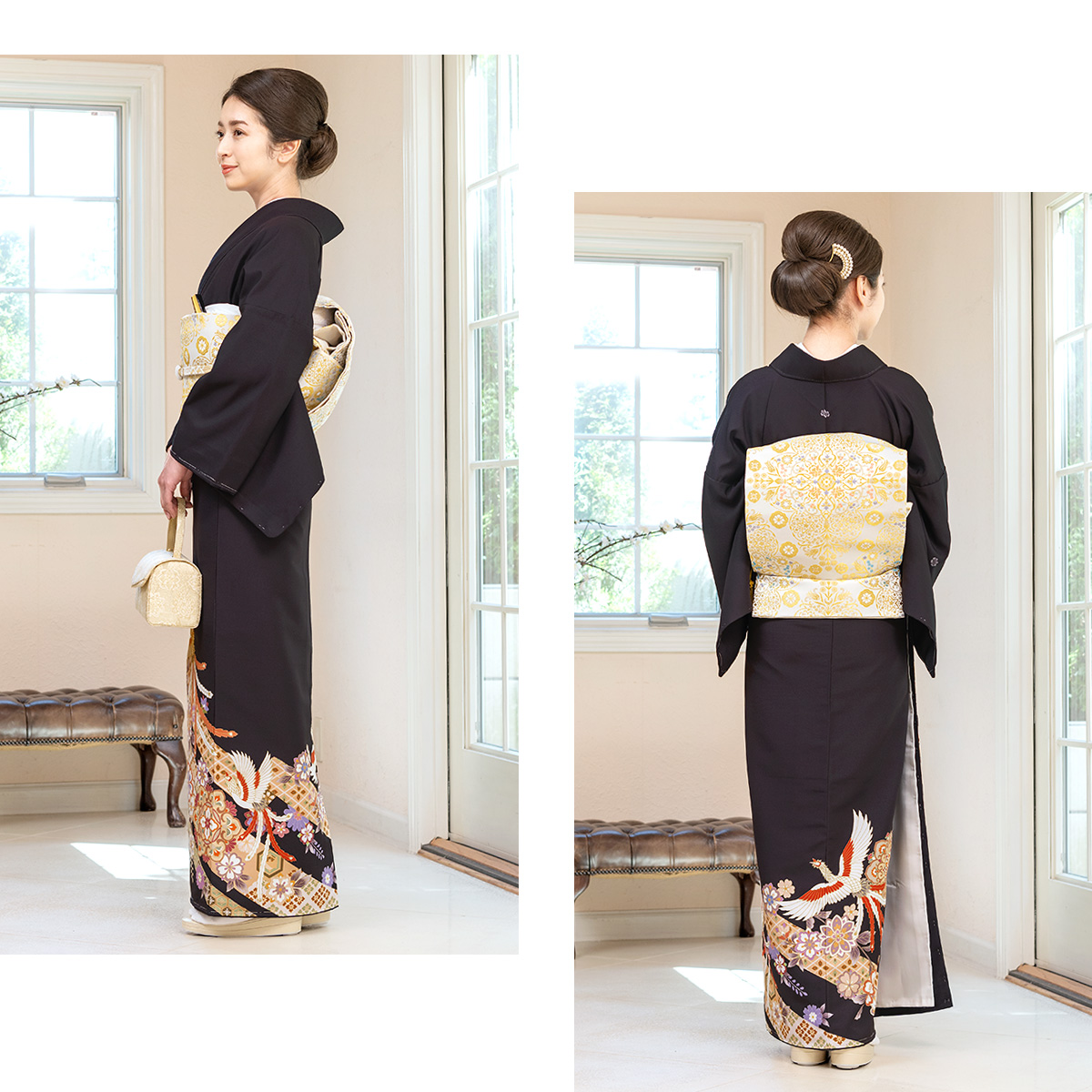SOUBIEN（創美苑） 黒留袖 レンタル フルセット 結婚式 着物 鳳凰 唐花
