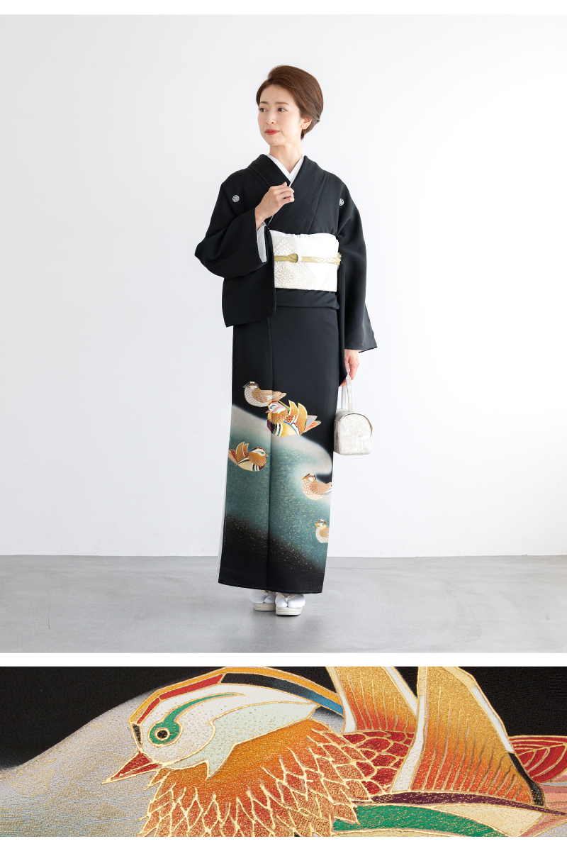 正絹　フルセット　正絹比翼付き　吉祥柄　高級黒留袖 正絹 フルセット 正絹比翼付き 吉祥柄 高級黒留袖 レンタル】黒留袖