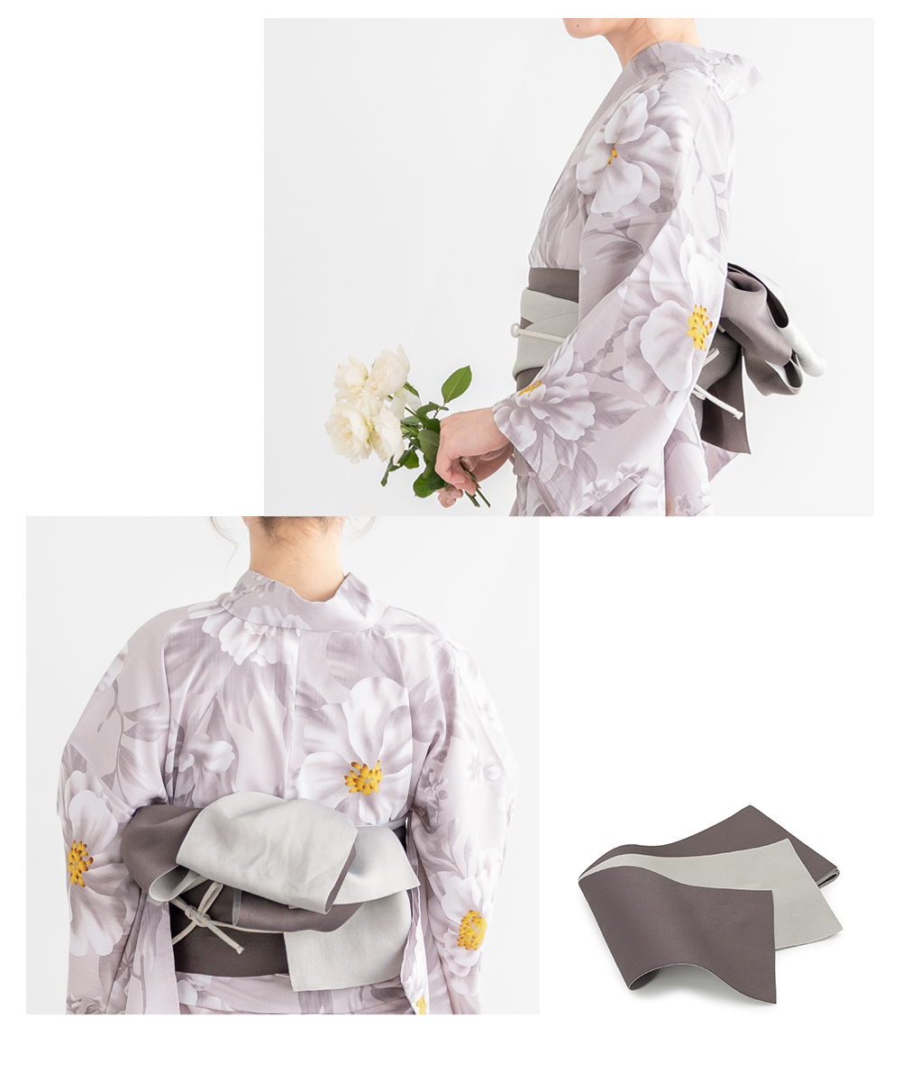 浴衣　綿紬　グレー系　白抜きの茄子柄　ISETAN誂 浴衣 綿紬 グレー系 白抜きの茄子柄 ISETAN誂 - メルカリ