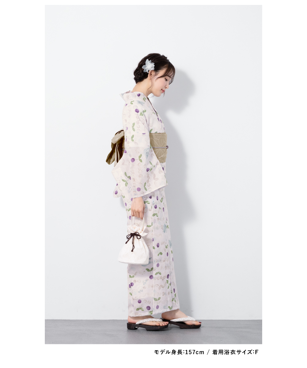 Clarus レディース 女性浴衣3点セット（浴衣＋半幅帯+下駄