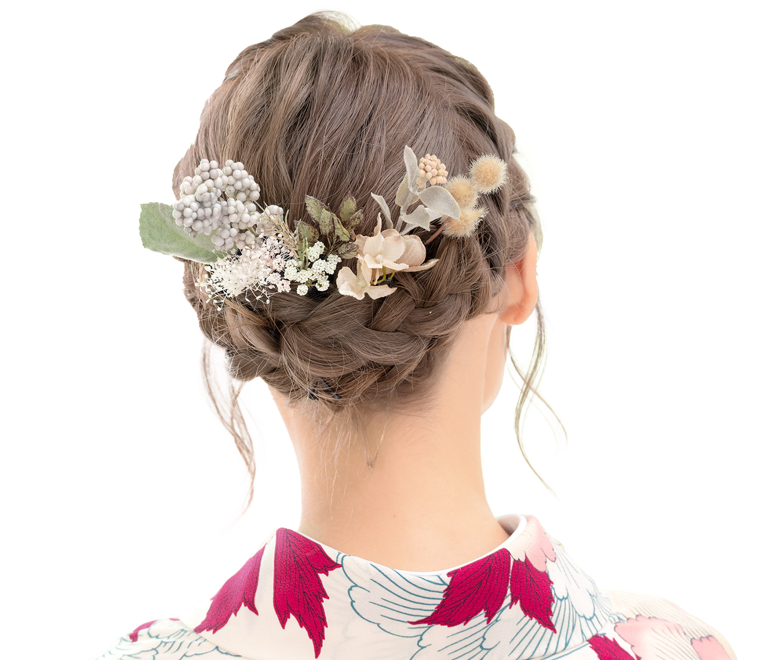 成人式 髪飾り ドライフラワー 造花 かすみ草 8点 セット パープル 