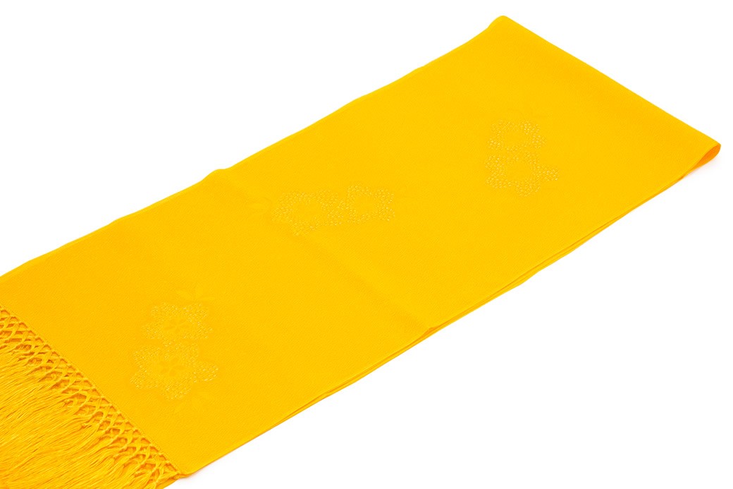 SOUBIEN 志古貴 黄色 イエロー 桜 サクラ 刺繍 金糸 縫取り 縮緬