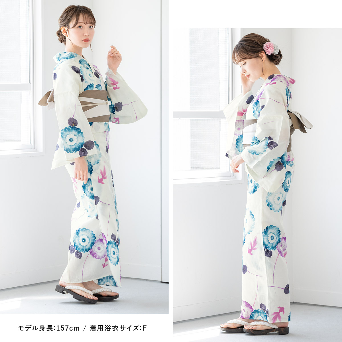 お*ぐ様 浴衣3点セット(浴衣.帯.草履)❁︎ボヌールセゾン bonheur saisons 浴衣 浴衣3点セット （浴衣＋帯＋下駄