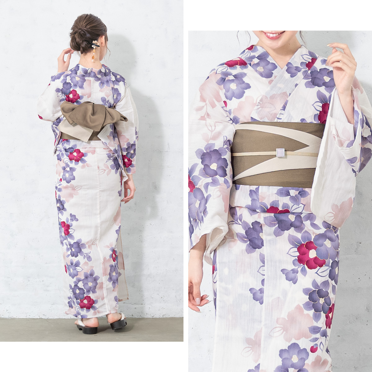 新品未使用　浴衣　半幅帯セット　ボヌールセゾン bonheur saisons 浴衣 セット レディース 大人 兵児帯 夏 2点