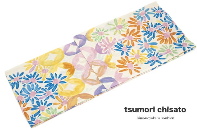 浴衣 レディース 単品 tsumori chisato ツモリチサト 白 花 七宝文 注